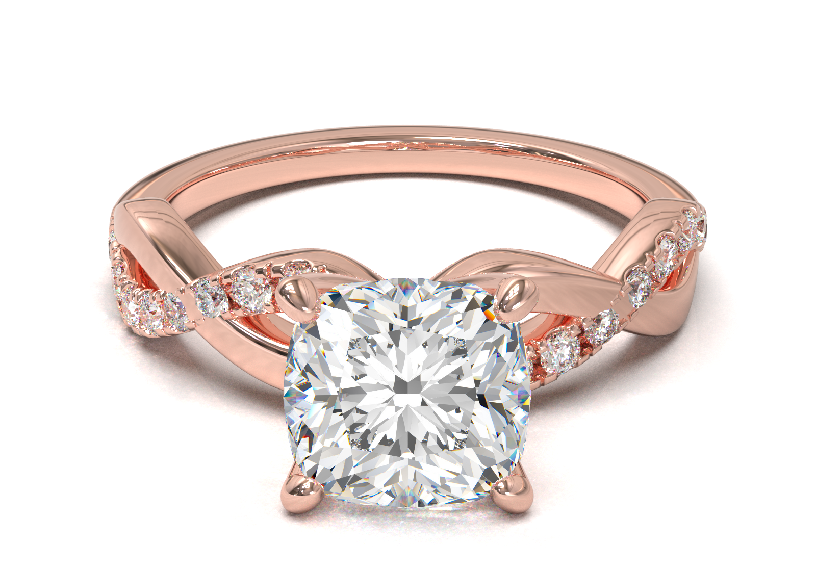 Montura Pavé Trenzado 0.01 Oro Rosa