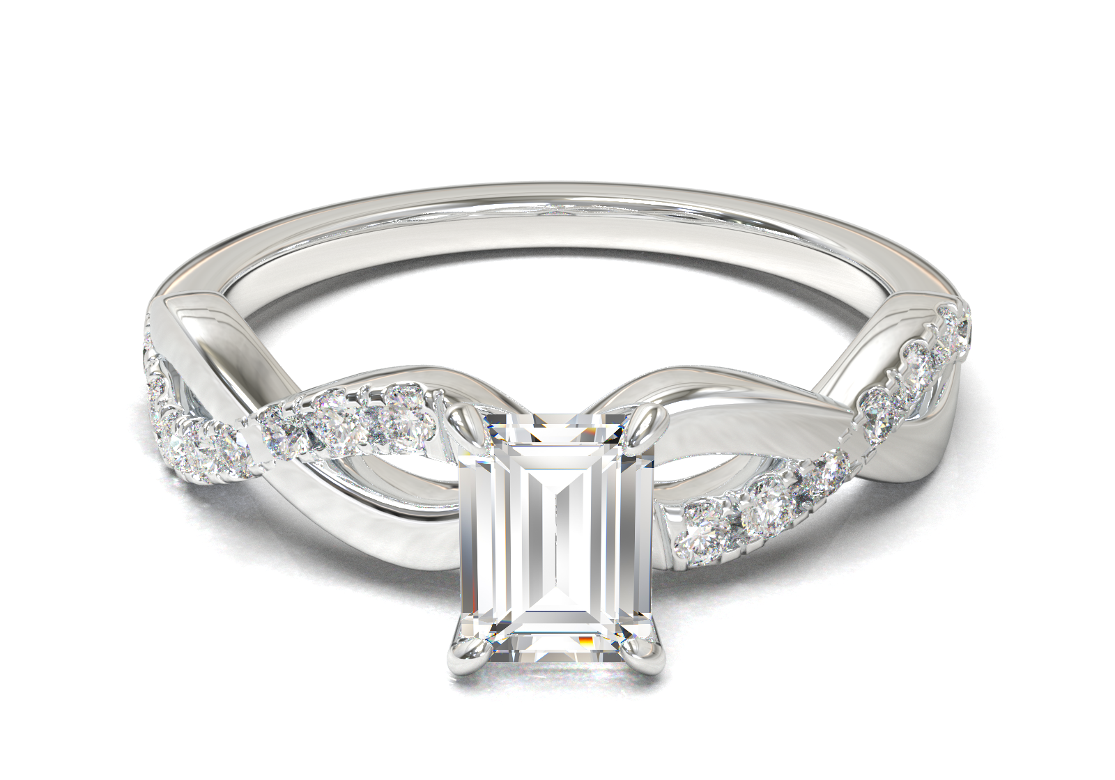 Montura Pavé Trenzado 0.01 Oro Blanco