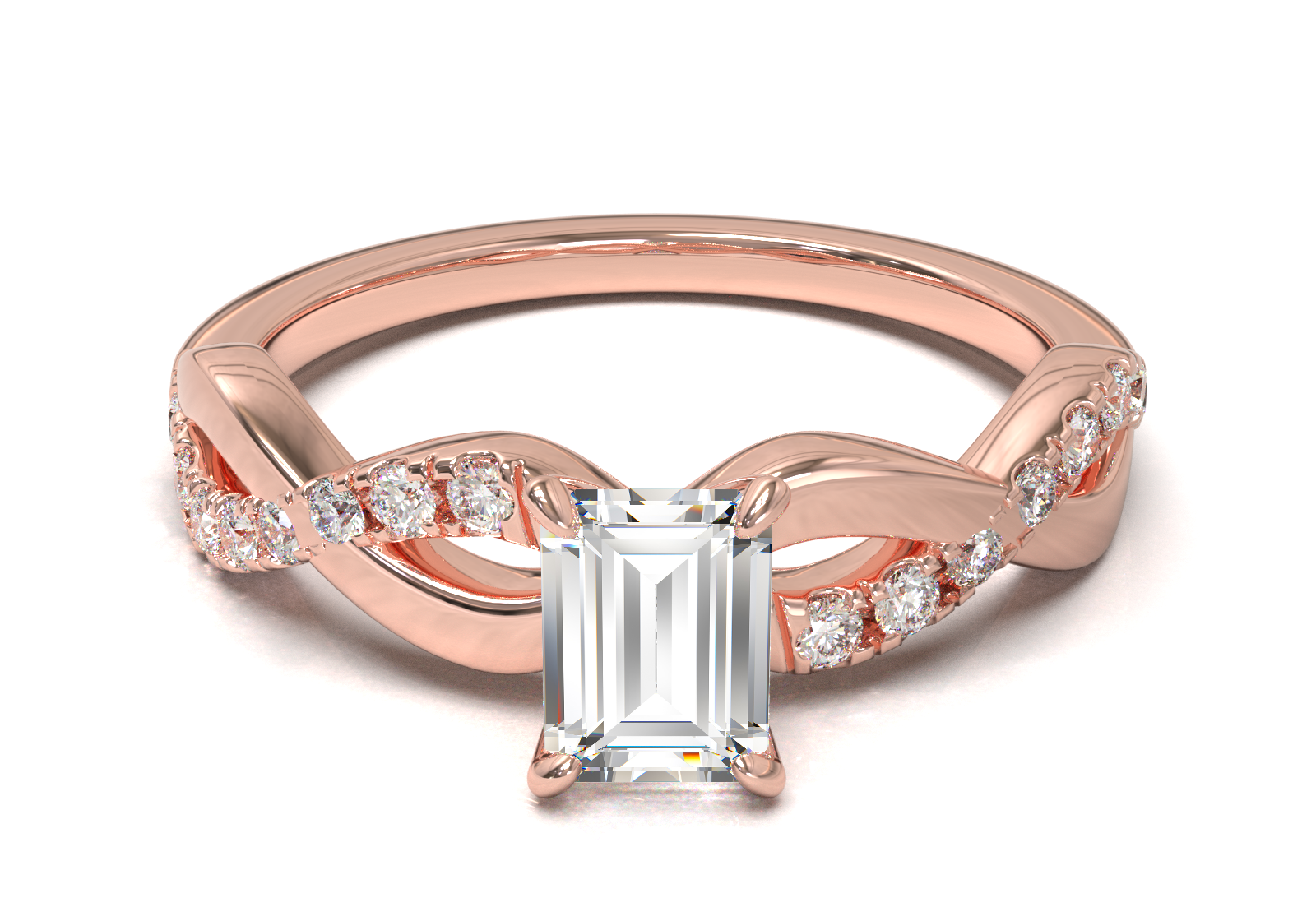 Montura Pavé Trenzado 0.01 Oro Rosa