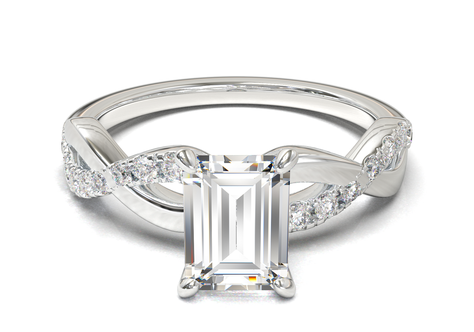 Montura Pavé Trenzado 0.01 Oro Blanco