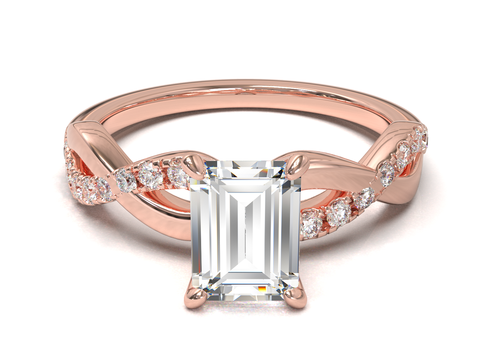 Montura Pavé Trenzado 0.01 Oro Rosa