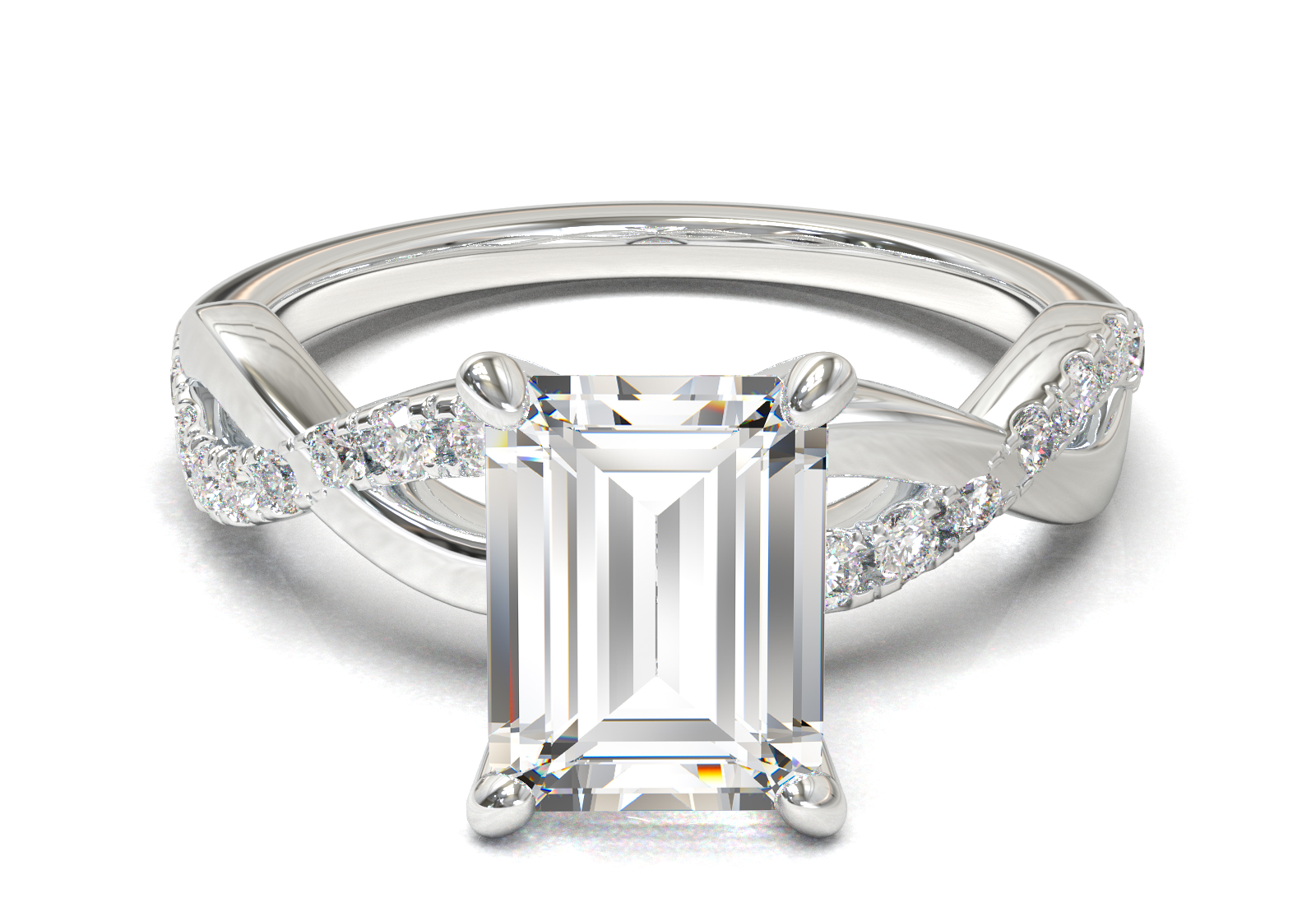 Montura Pavé Trenzado 0.01 Oro Blanco