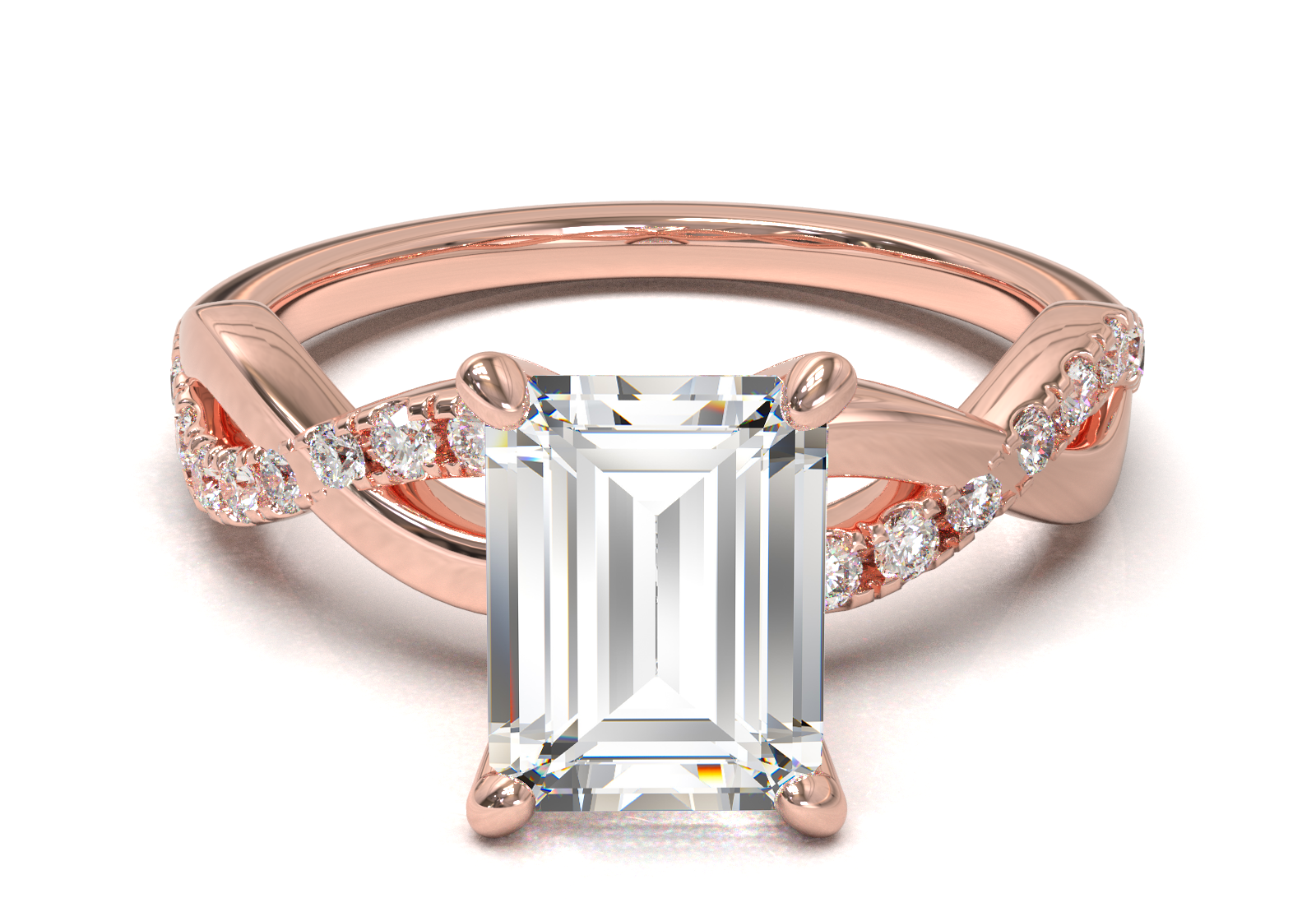 Montura Pavé Trenzado 0.01 Oro Rosa