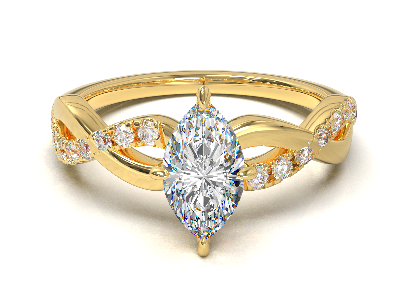 Montura Pavé Trenzado 0.01 Oro Amarillo