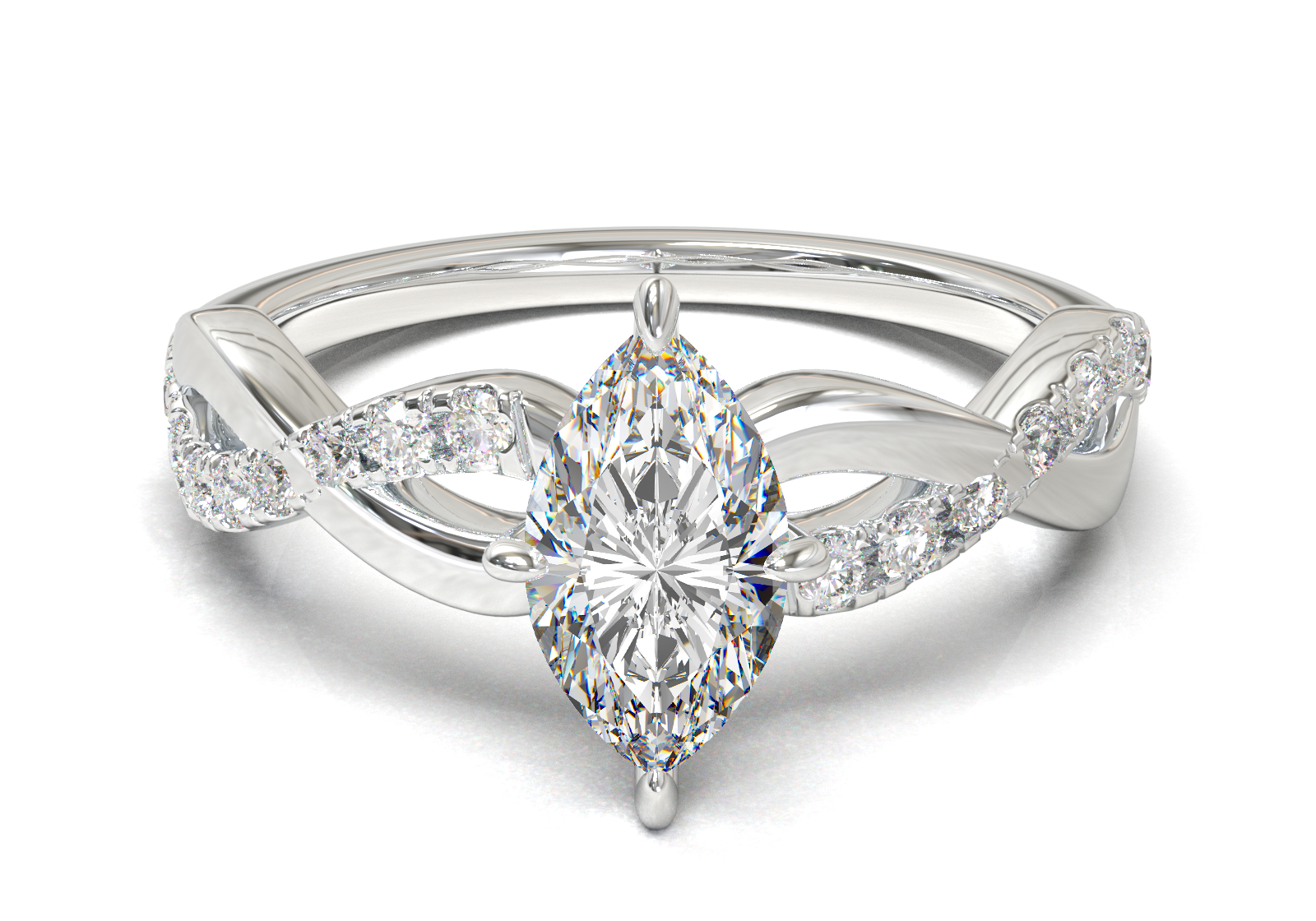 Montura Pavé Trenzado 0.01 Oro Blanco