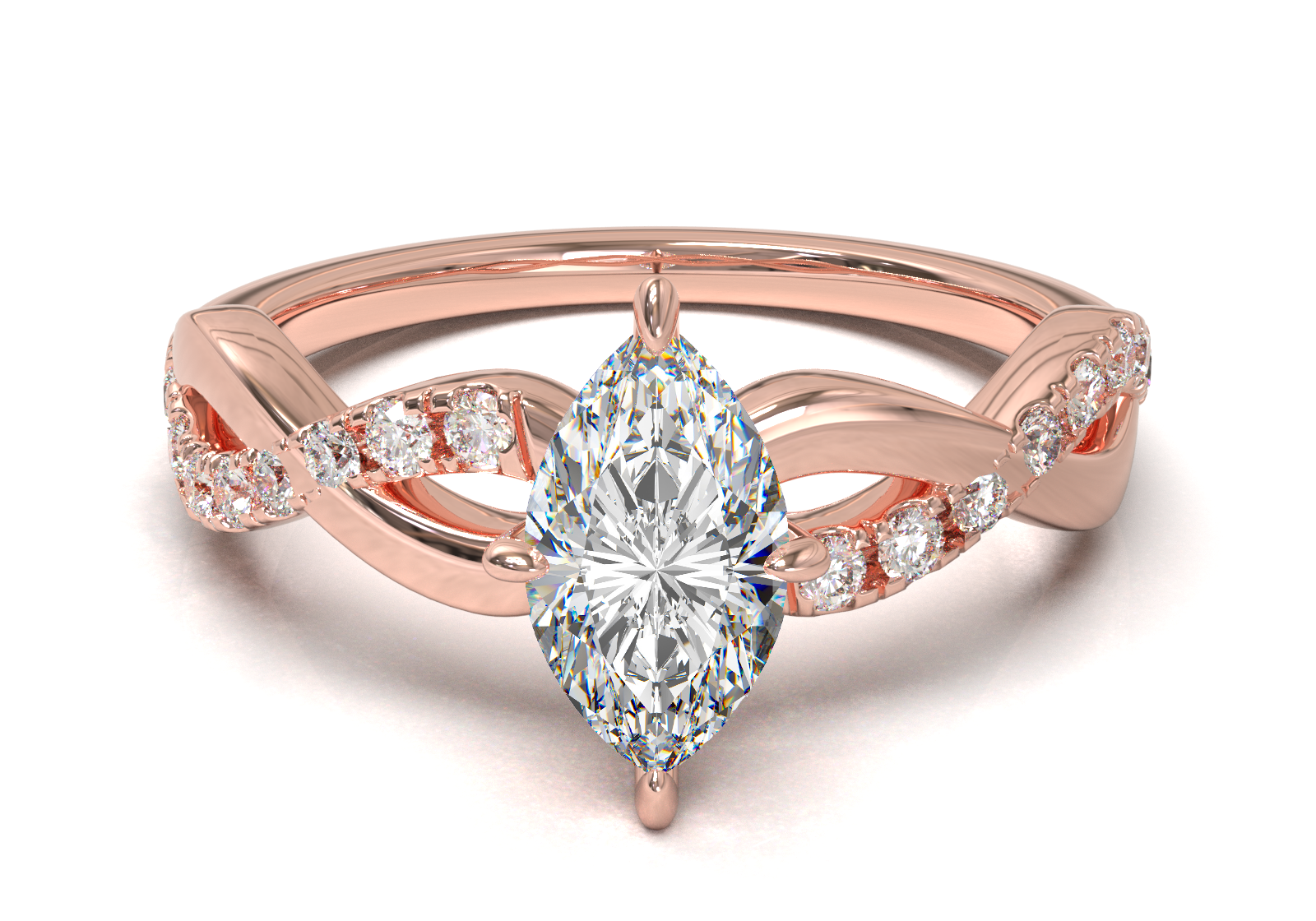 Montura Pavé Trenzado 0.01 Oro Rosa