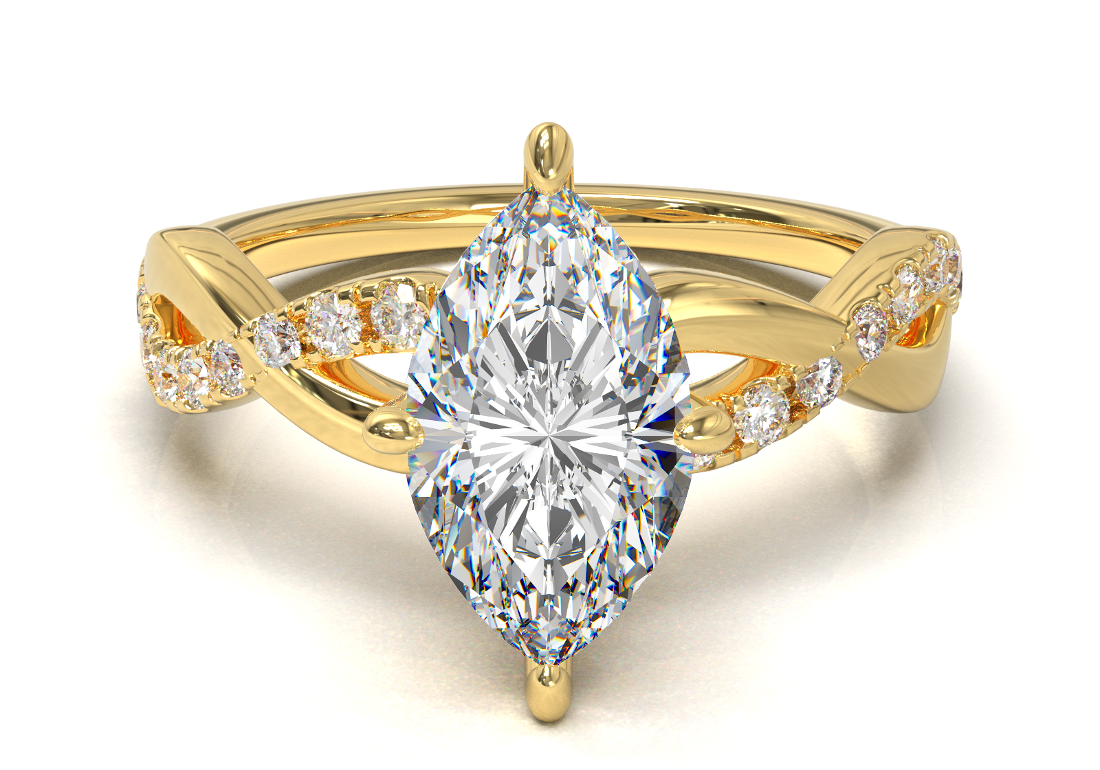 Montura Pavé Trenzado 0.01 Oro Amarillo