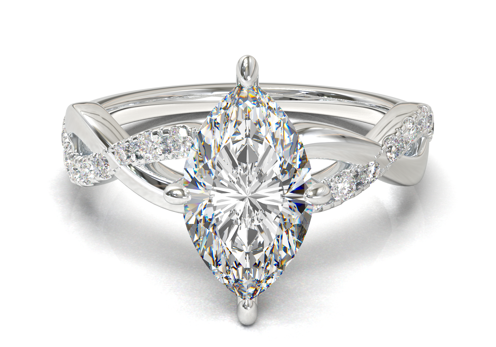 Montura Pavé Trenzado 0.01 Oro Blanco