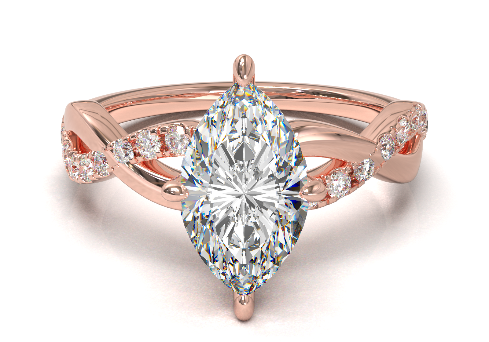 Montura Pavé Trenzado 0.01 Oro Rosa