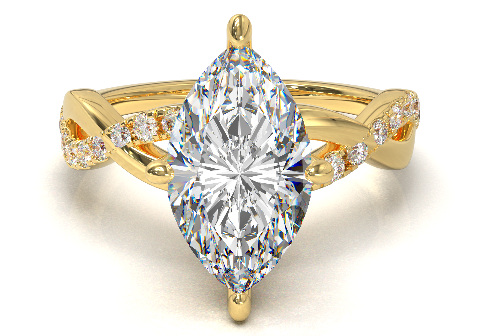 Montura Pavé Trenzado 0.01 Oro Amarillo