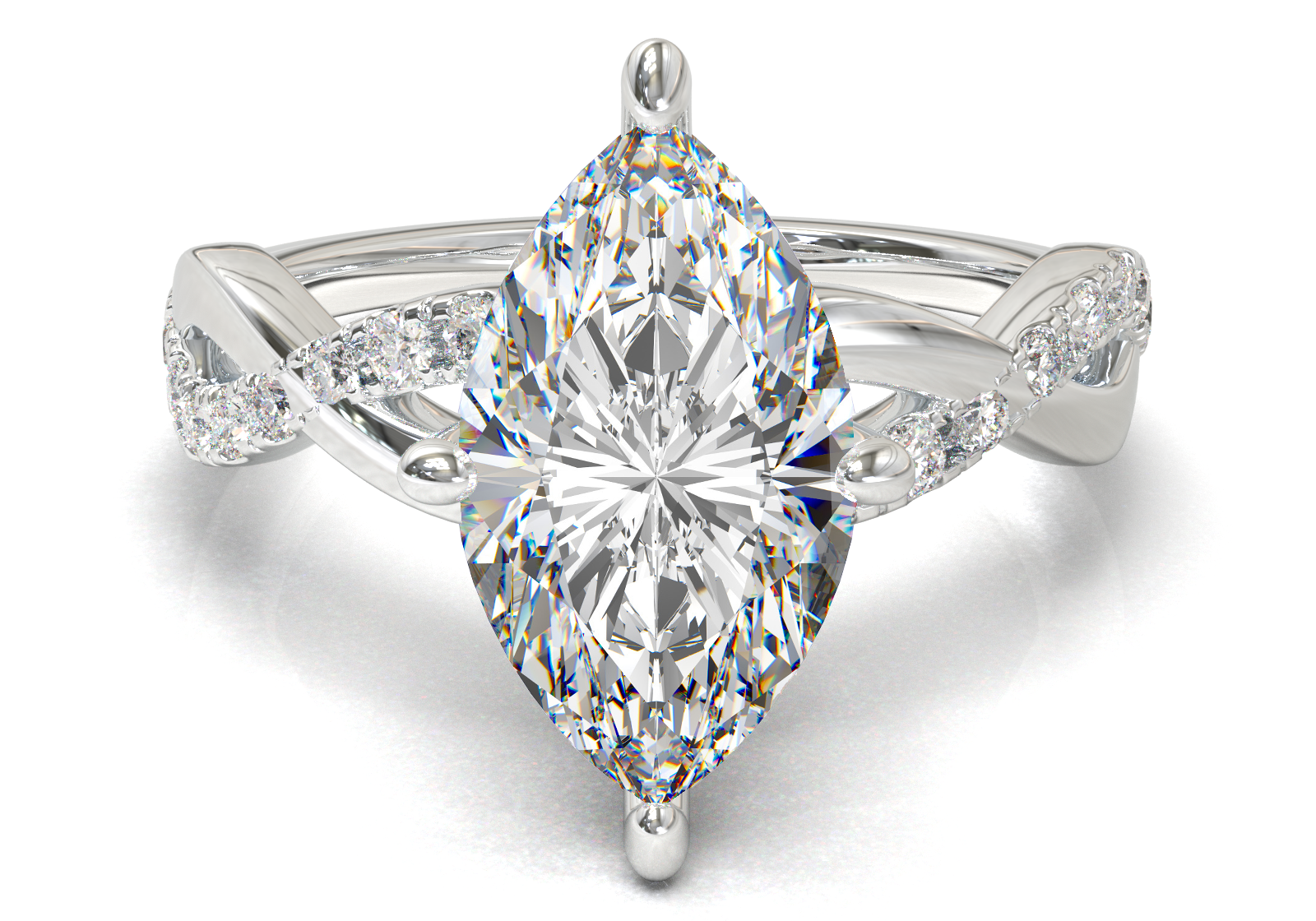 Montura Pavé Trenzado 0.01 Oro Blanco