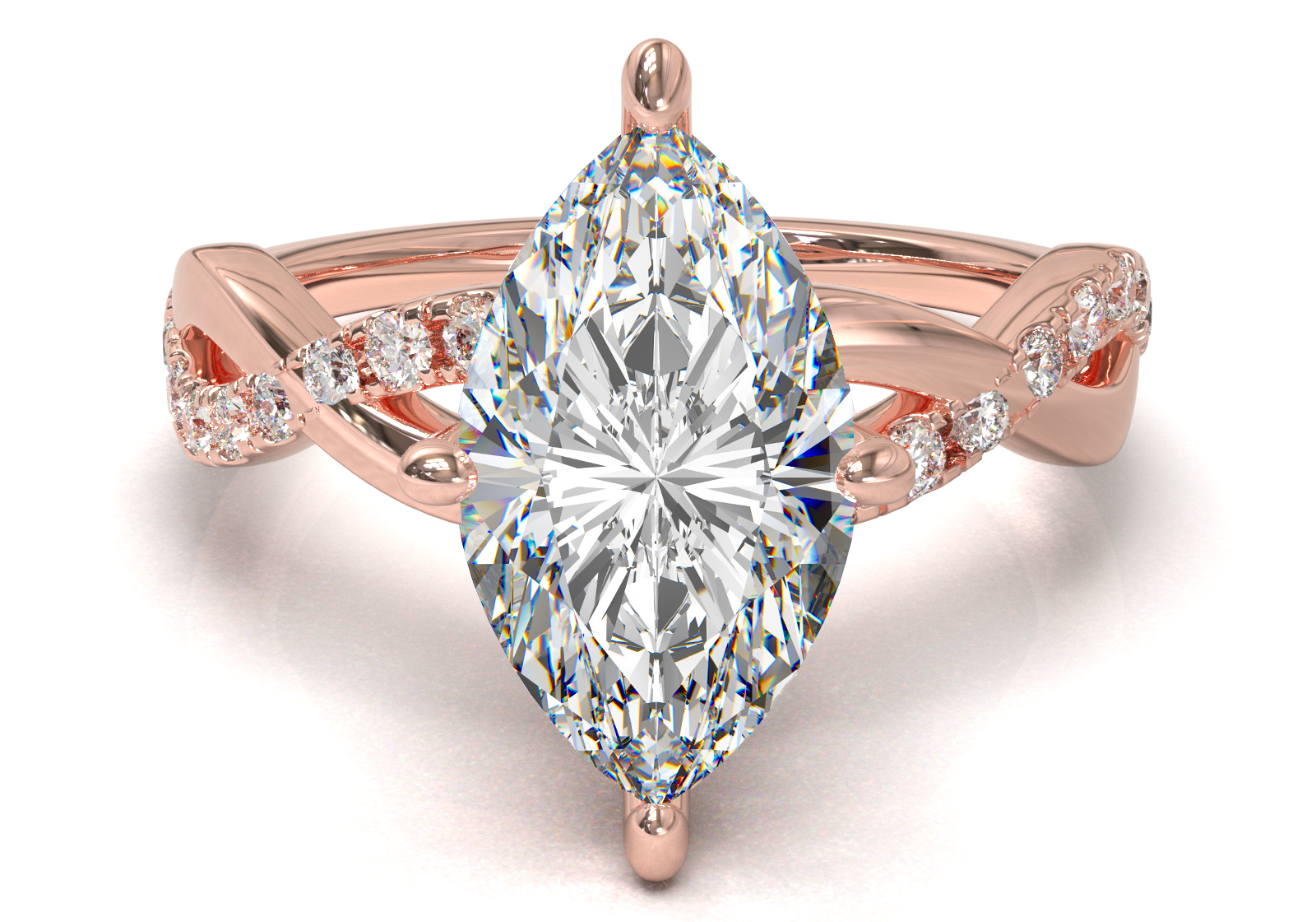 Montura Pavé Trenzado 0.01 Oro Rosa