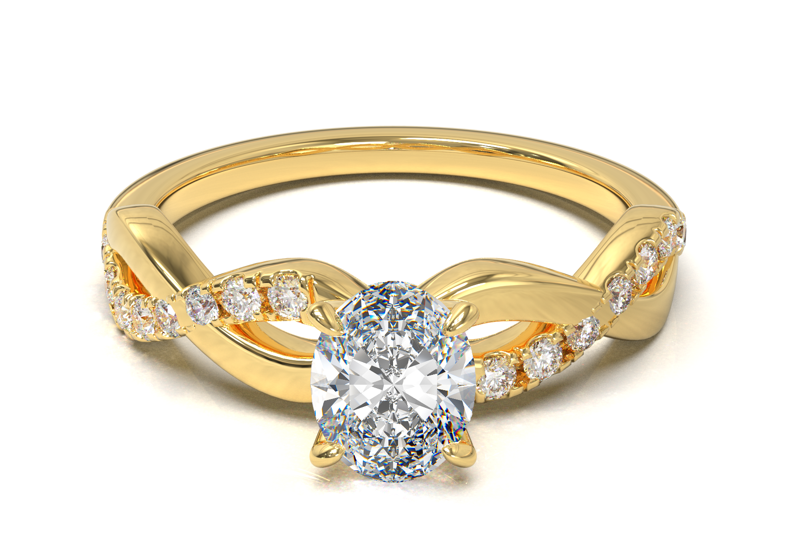 Montura Pavé Trenzado 0.01 Oro Amarillo