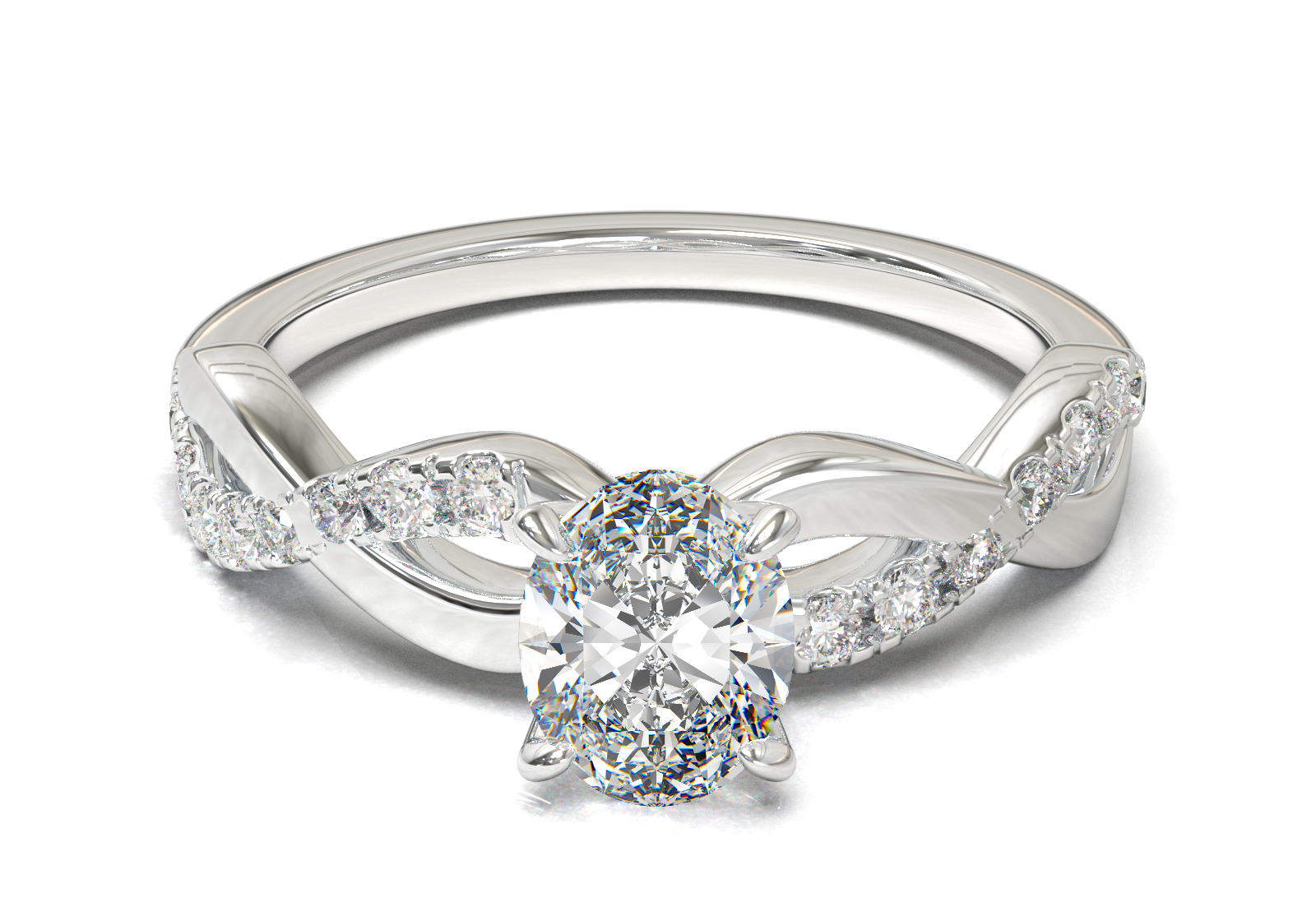 Montura Pavé Trenzado 0.01 Oro Blanco