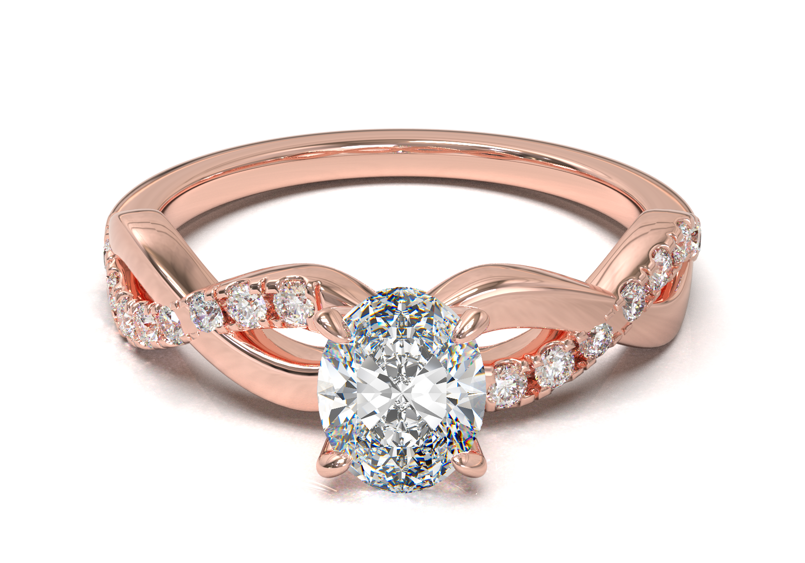 Montura Pavé Trenzado 0.01 Oro Rosa