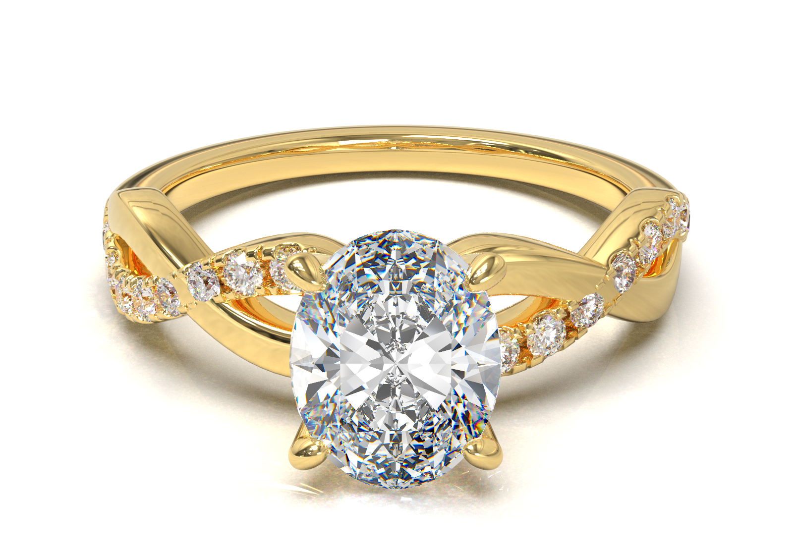 Montura Pavé Trenzado 0.01 Oro Amarillo