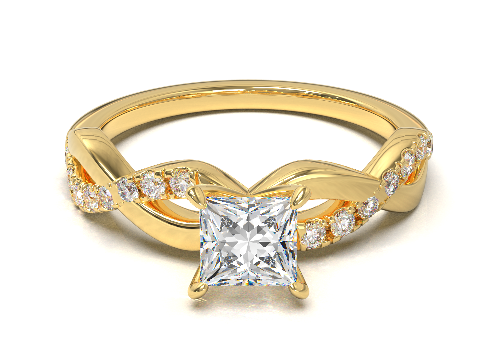 Montura Pavé Trenzado 0.01 Oro Amarillo