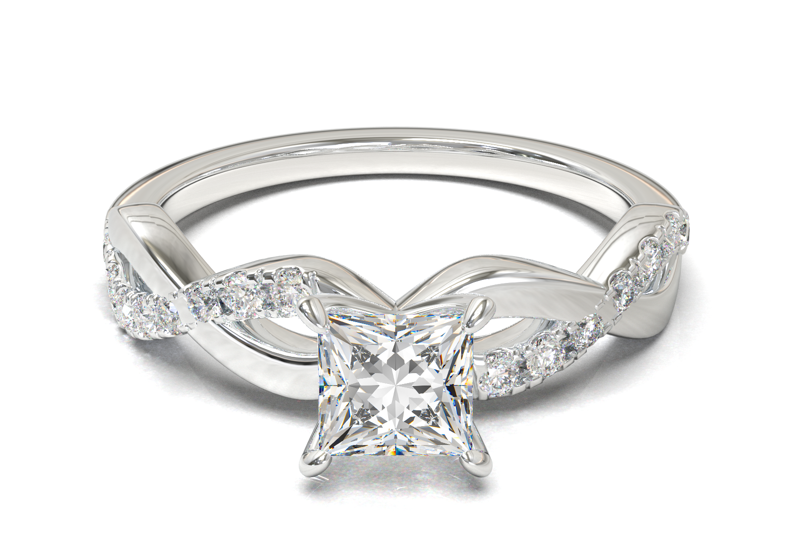 Montura Pavé Trenzado 0.01 Oro Blanco