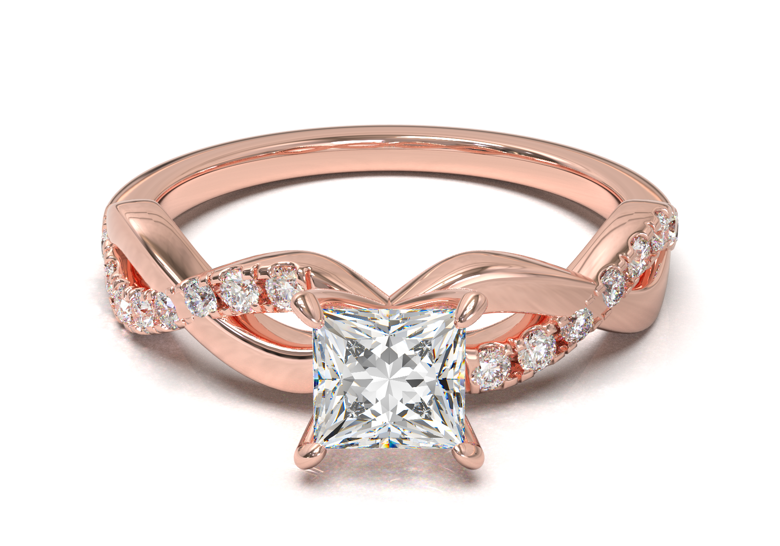 Montura Pavé Trenzado 0.01 Oro Rosa