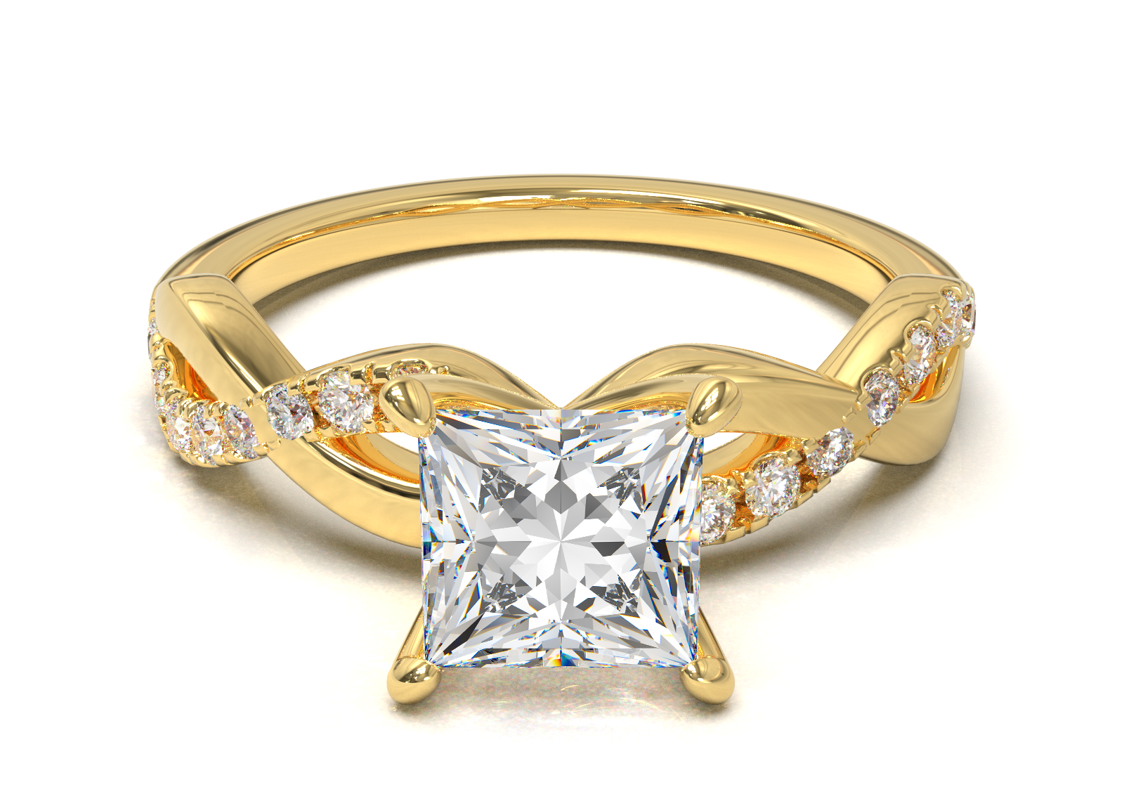 Montura Pavé Trenzado 0.01 Oro Amarillo