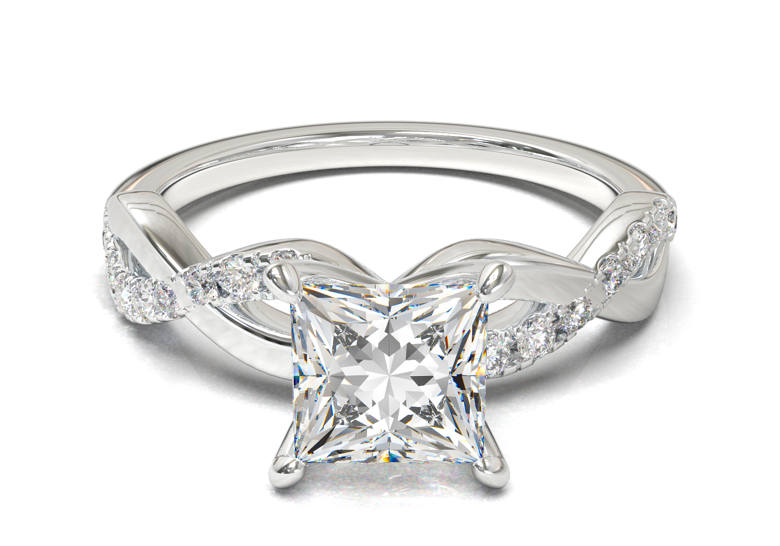 Montura Pavé Trenzado 0.01 Oro Blanco