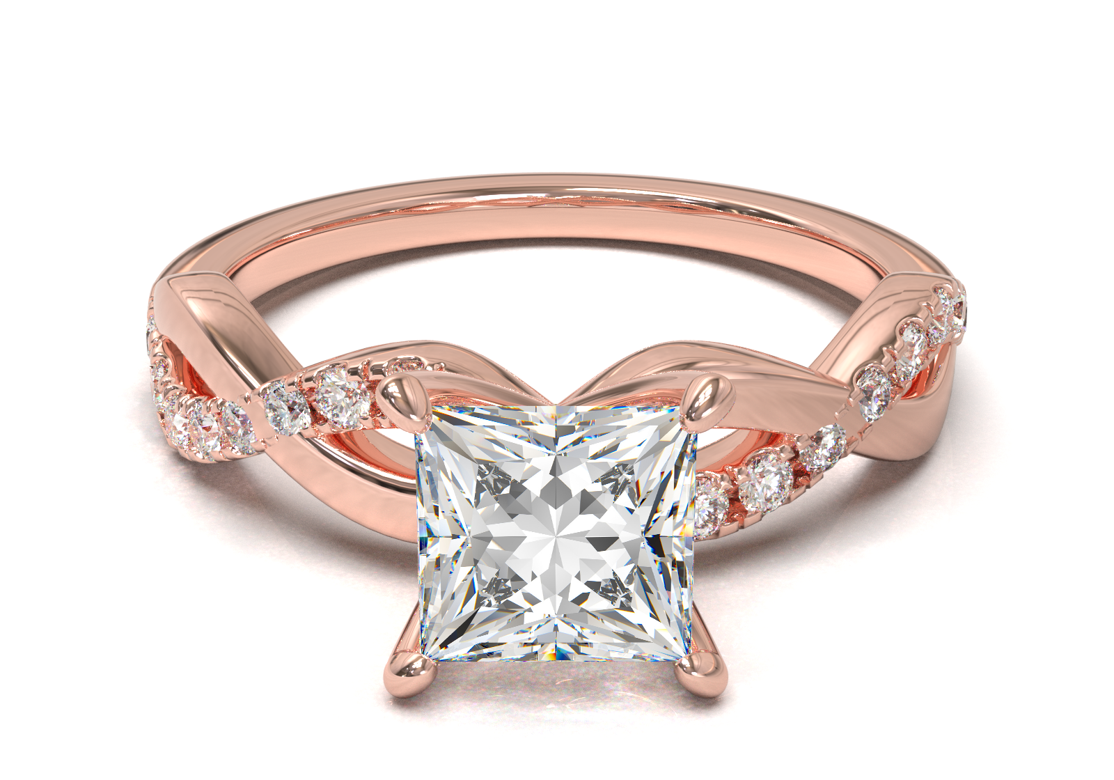 Montura Pavé Trenzado 0.01 Oro Rosa