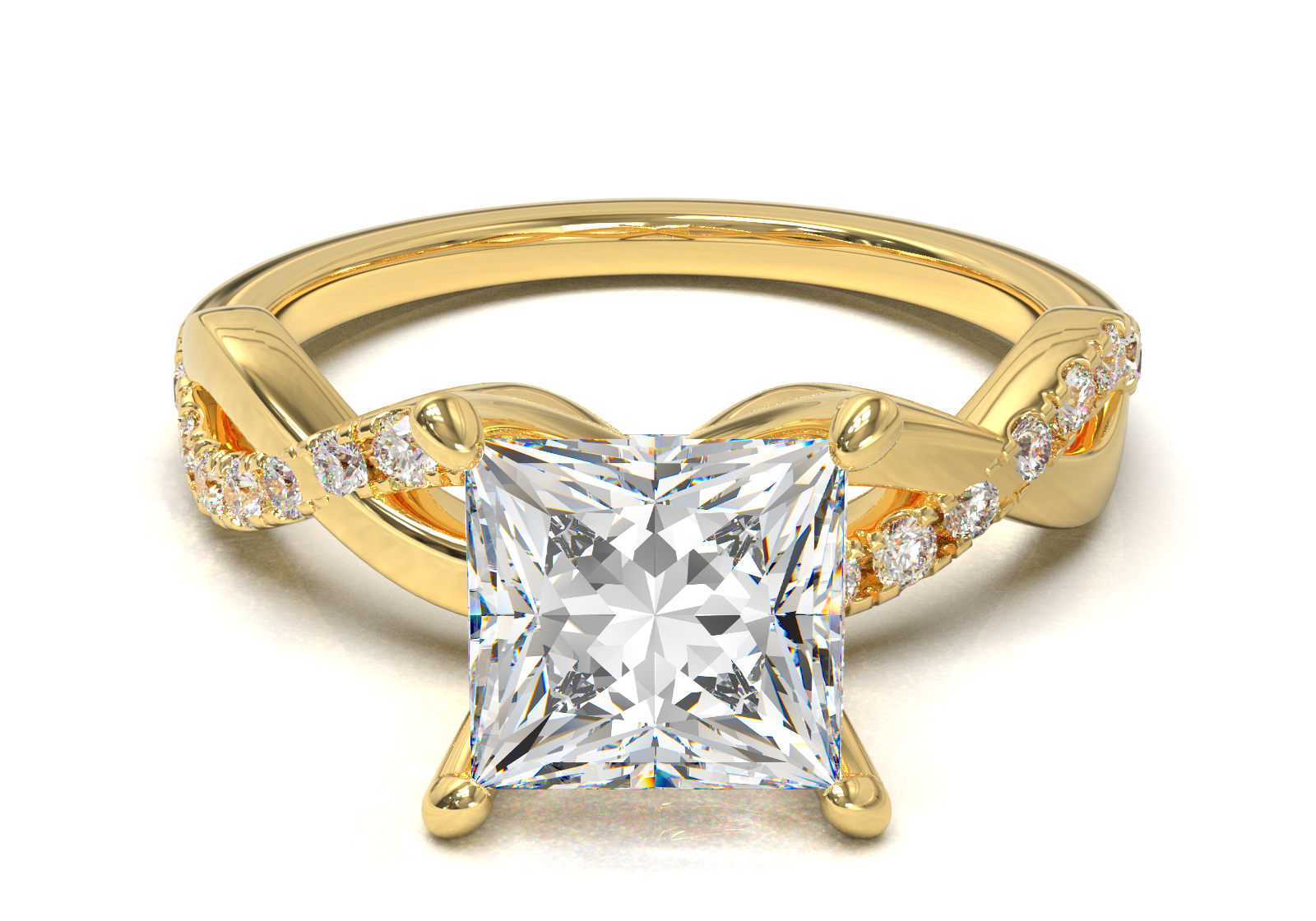 Montura Pavé Trenzado 0.01 Oro Amarillo