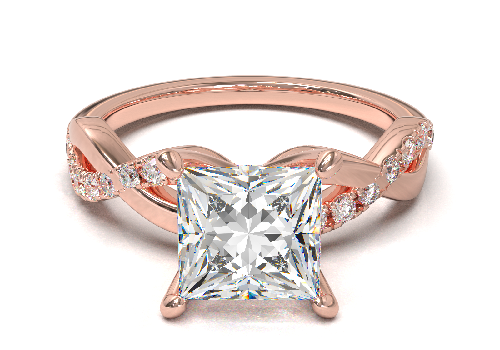 Montura Pavé Trenzado 0.01 Oro Rosa