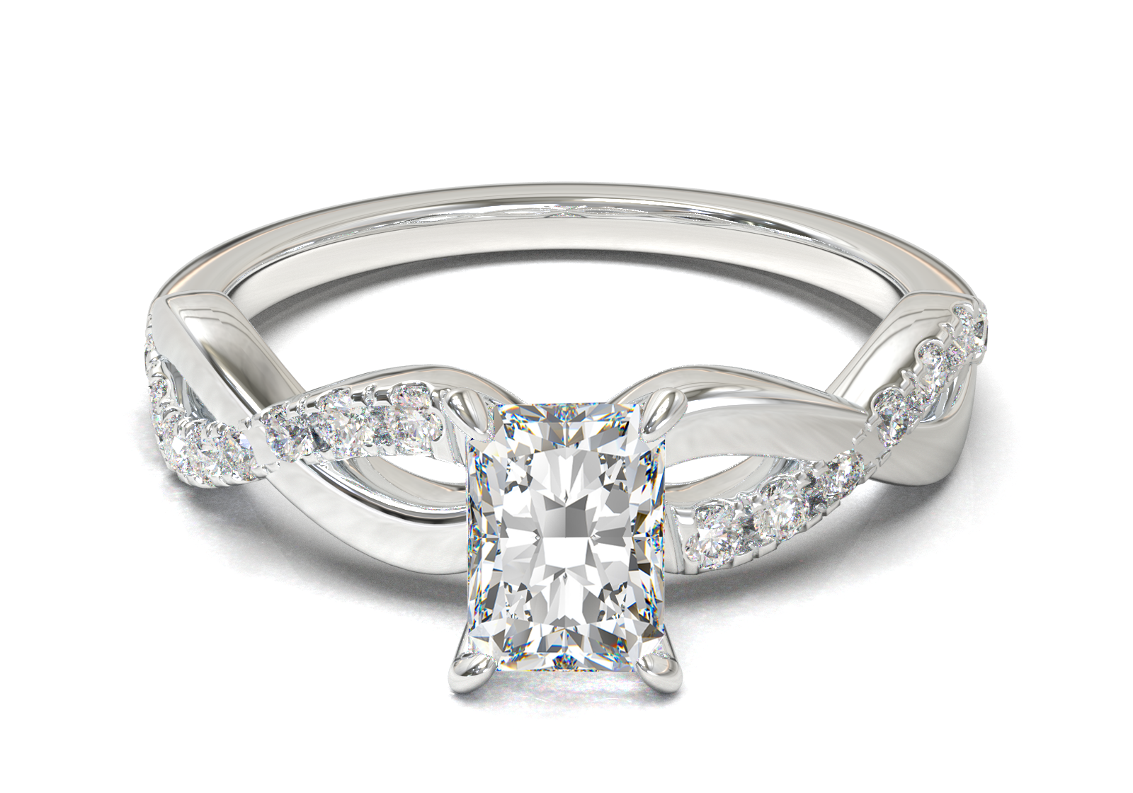 Montura Pavé Trenzado 0.01 Oro Blanco