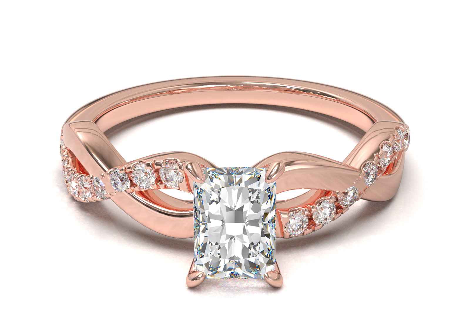 Montura Pavé Trenzado 0.01 Oro Rosa