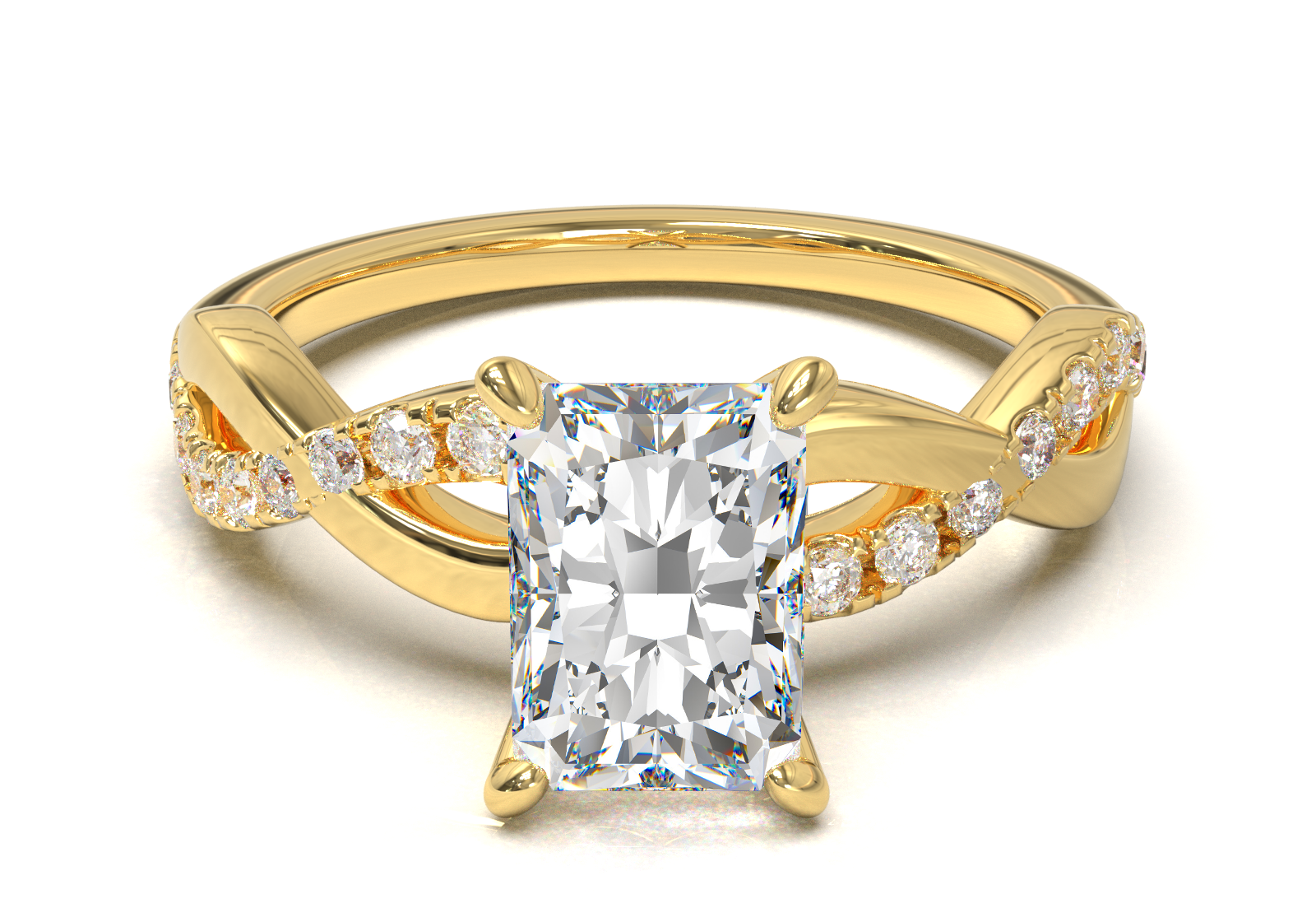 Montura Pavé Trenzado 0.01 Oro Amarillo