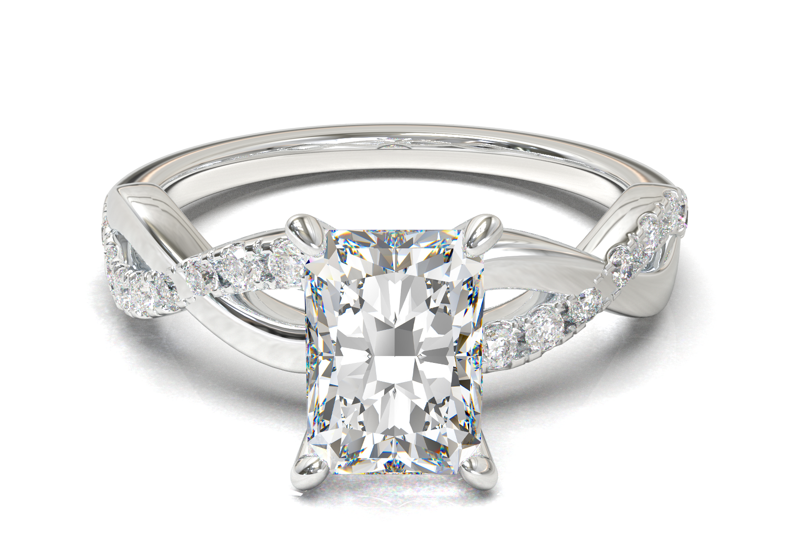 Montura Pavé Trenzado 0.01 Oro Blanco