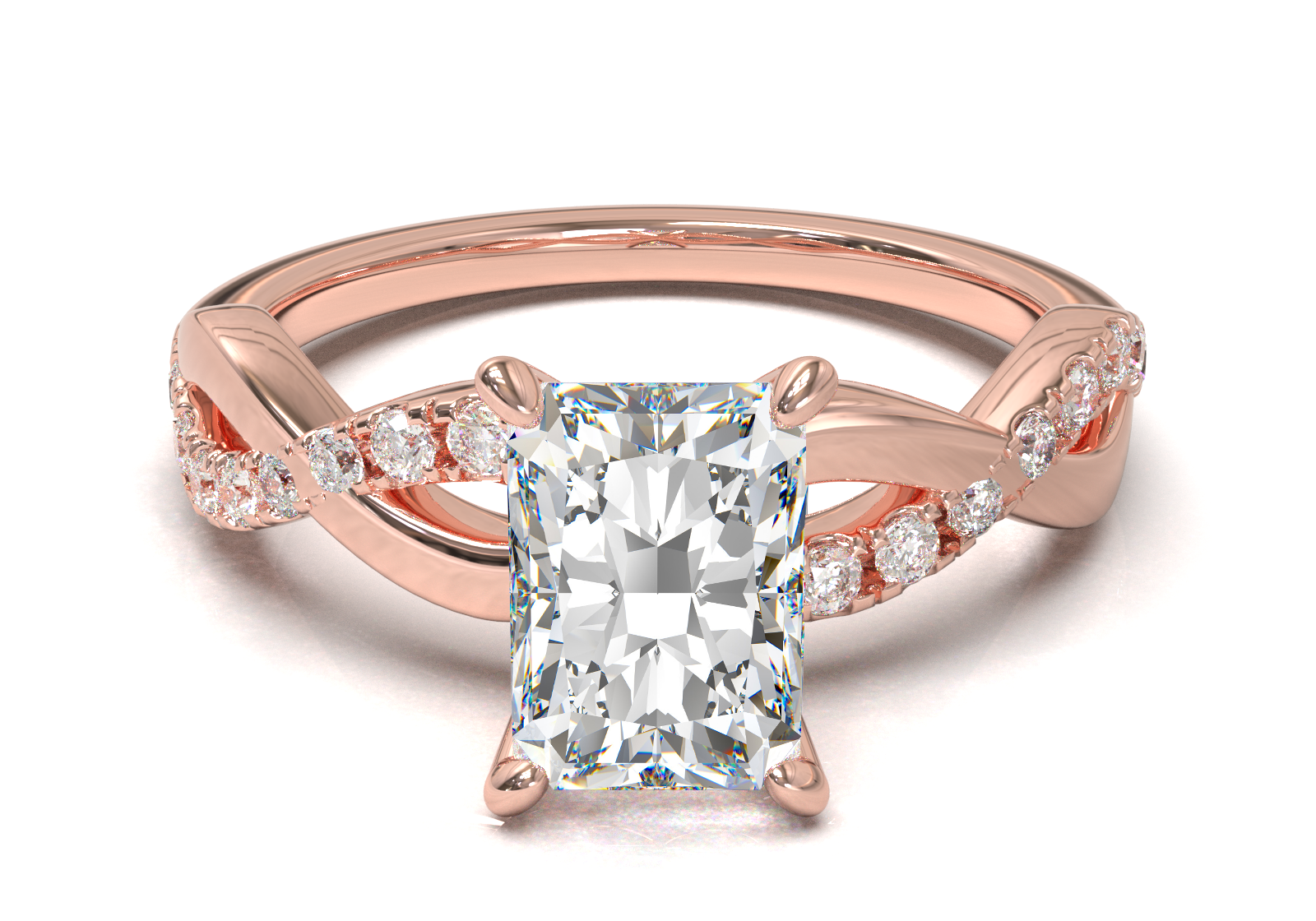 Montura Pavé Trenzado 0.01 Oro Rosa