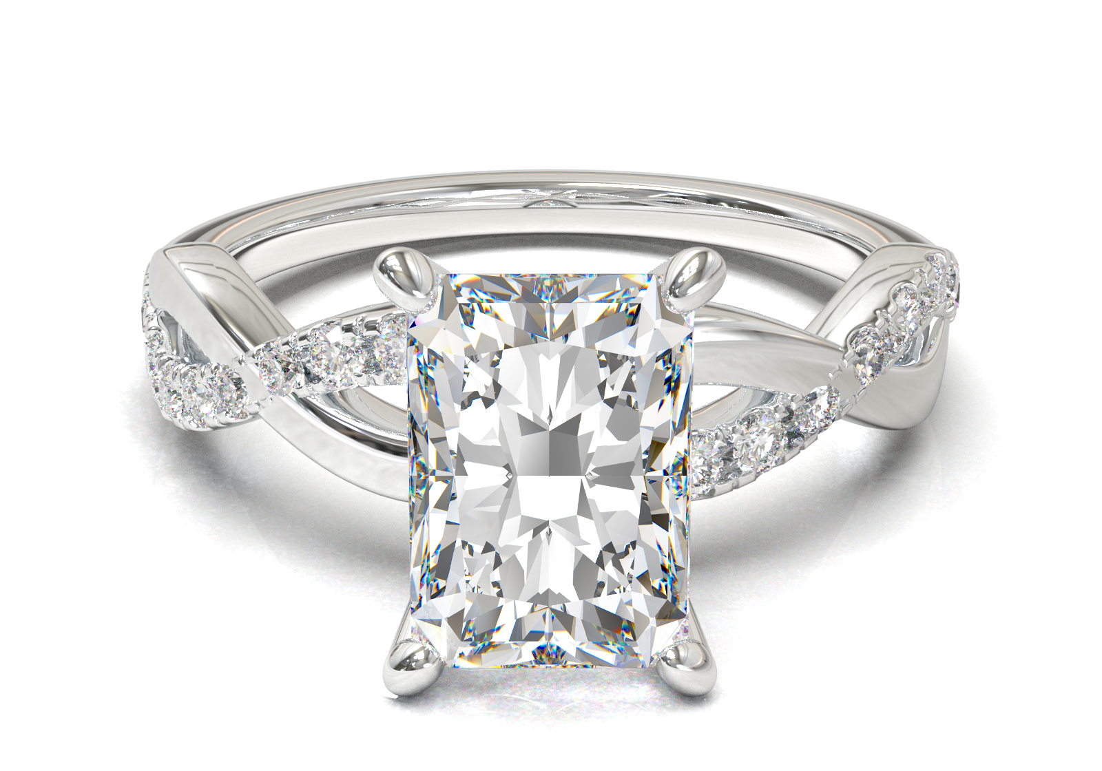 Montura Pavé Trenzado 0.01 Oro Blanco