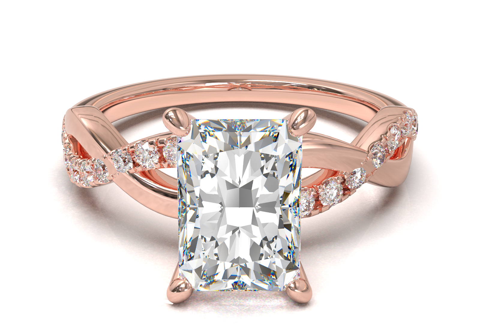 Montura Pavé Trenzado 0.01 Oro Rosa