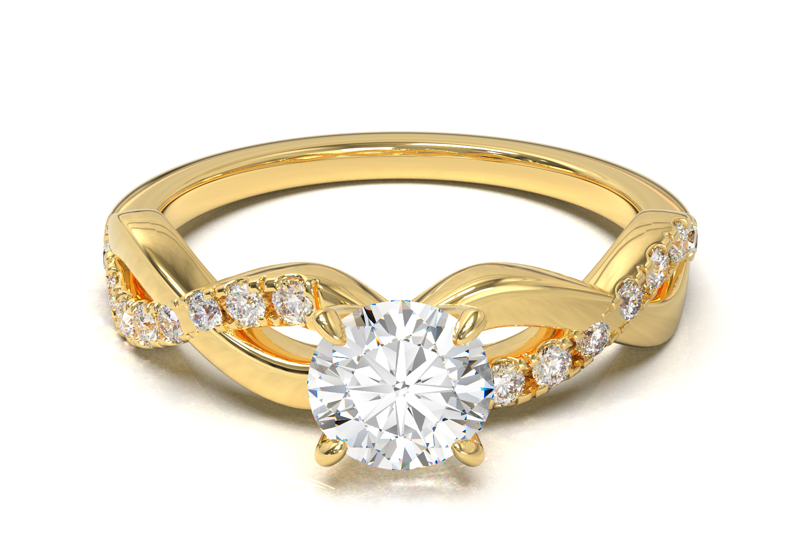 Montura Pavé Trenzado 0.01 Oro Amarillo