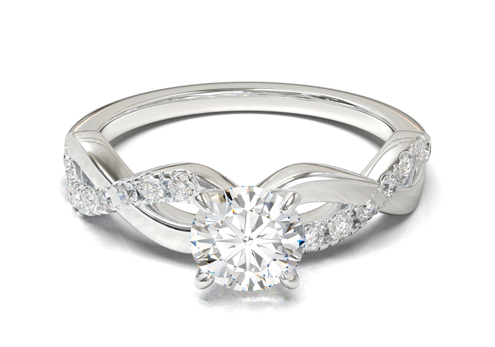 Montura Pavé Trenzado 0.01 Oro Blanco