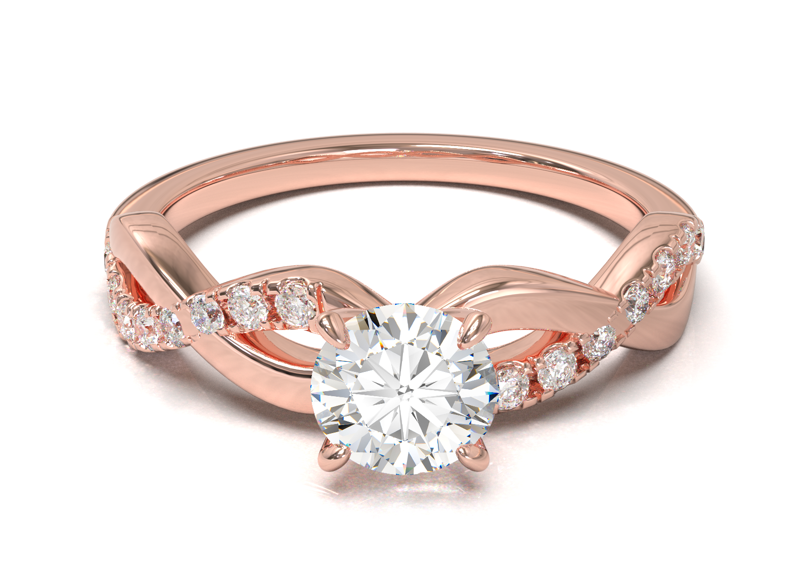 Montura Pavé Trenzado 0.01 Oro Rosa