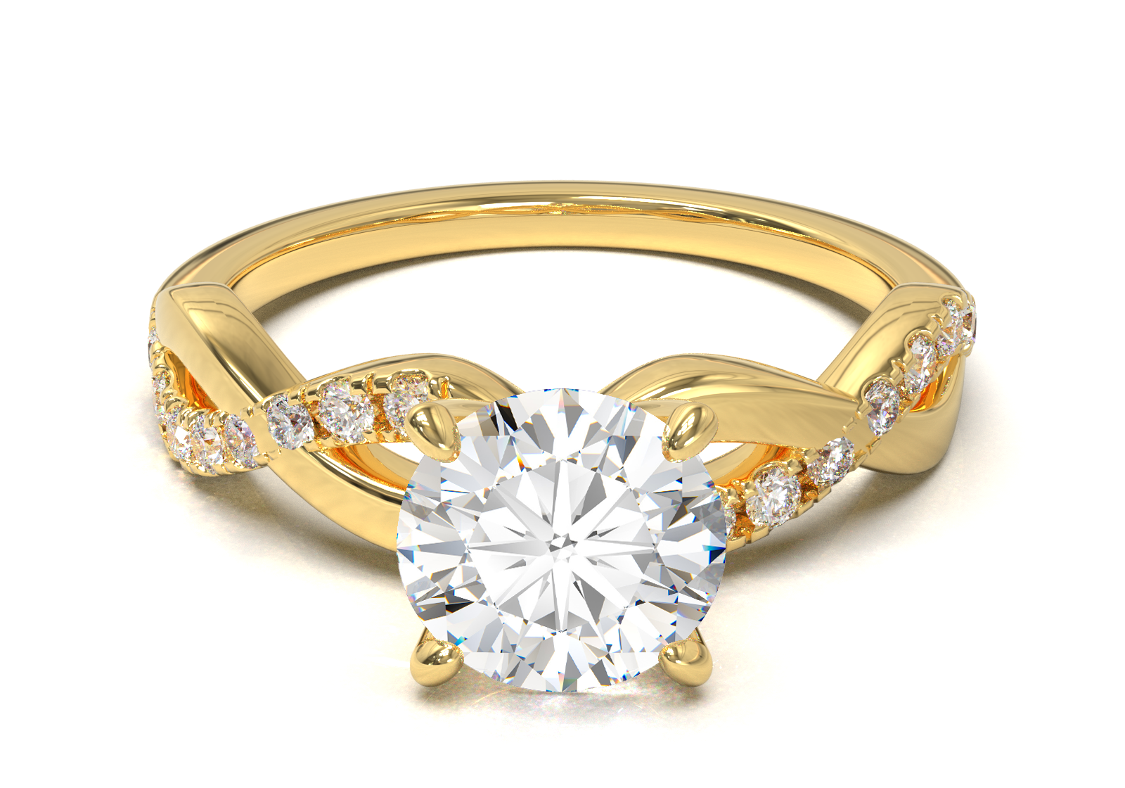 Montura Pavé Trenzado 0.01 Oro Amarillo