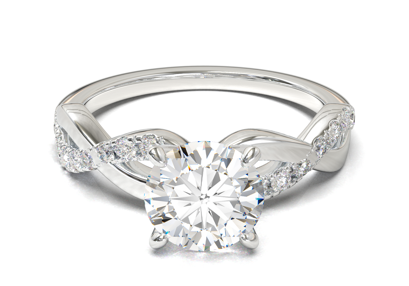 Montura Pavé Trenzado 0.01 Oro Blanco