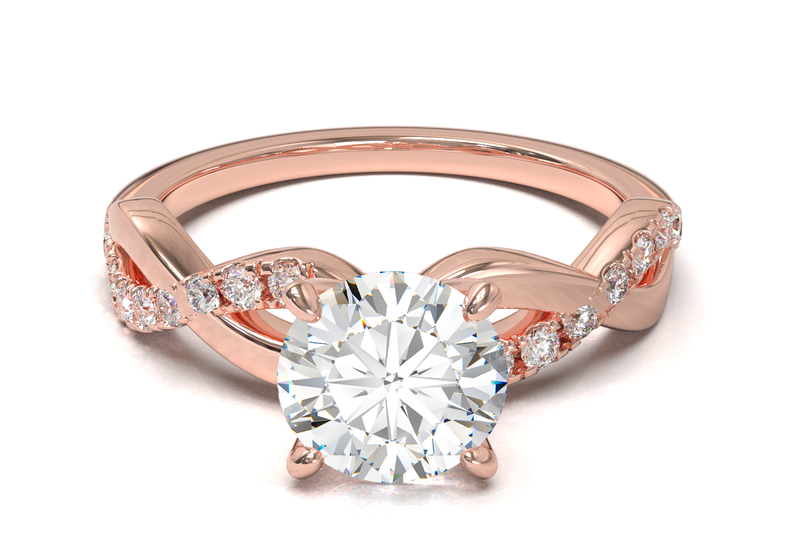 Montura Pavé Trenzado 0.01 Oro Rosa