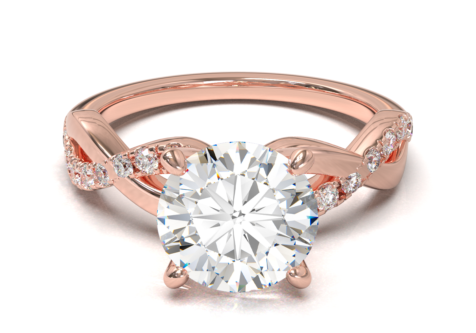 Montura Pavé Trenzado 0.01 Oro Rosa