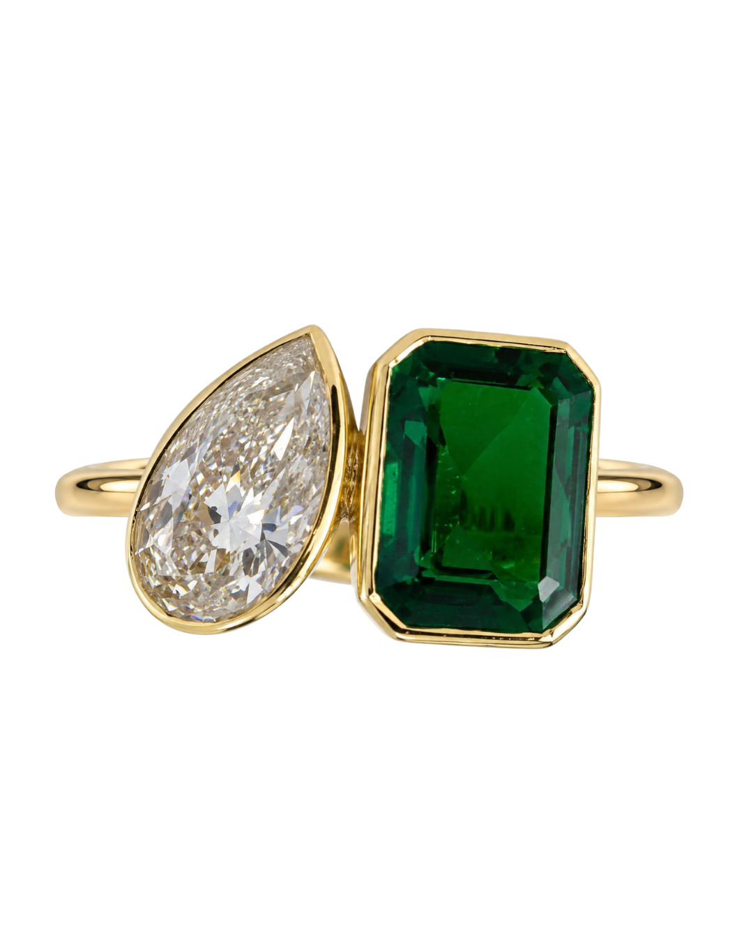 Anillo Toi et Moi Esmeralda y Diamante