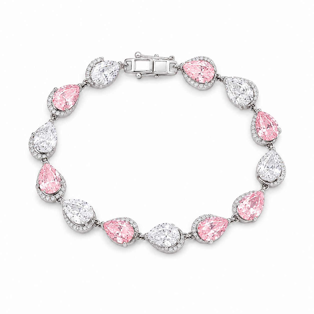 Pink pear tennis bracelet