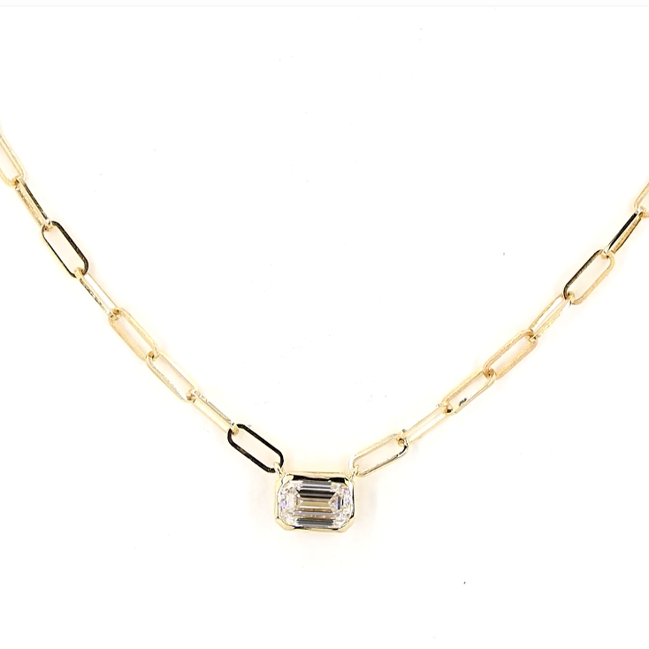 Emerald Bezel East West Paperclip 1 ctw