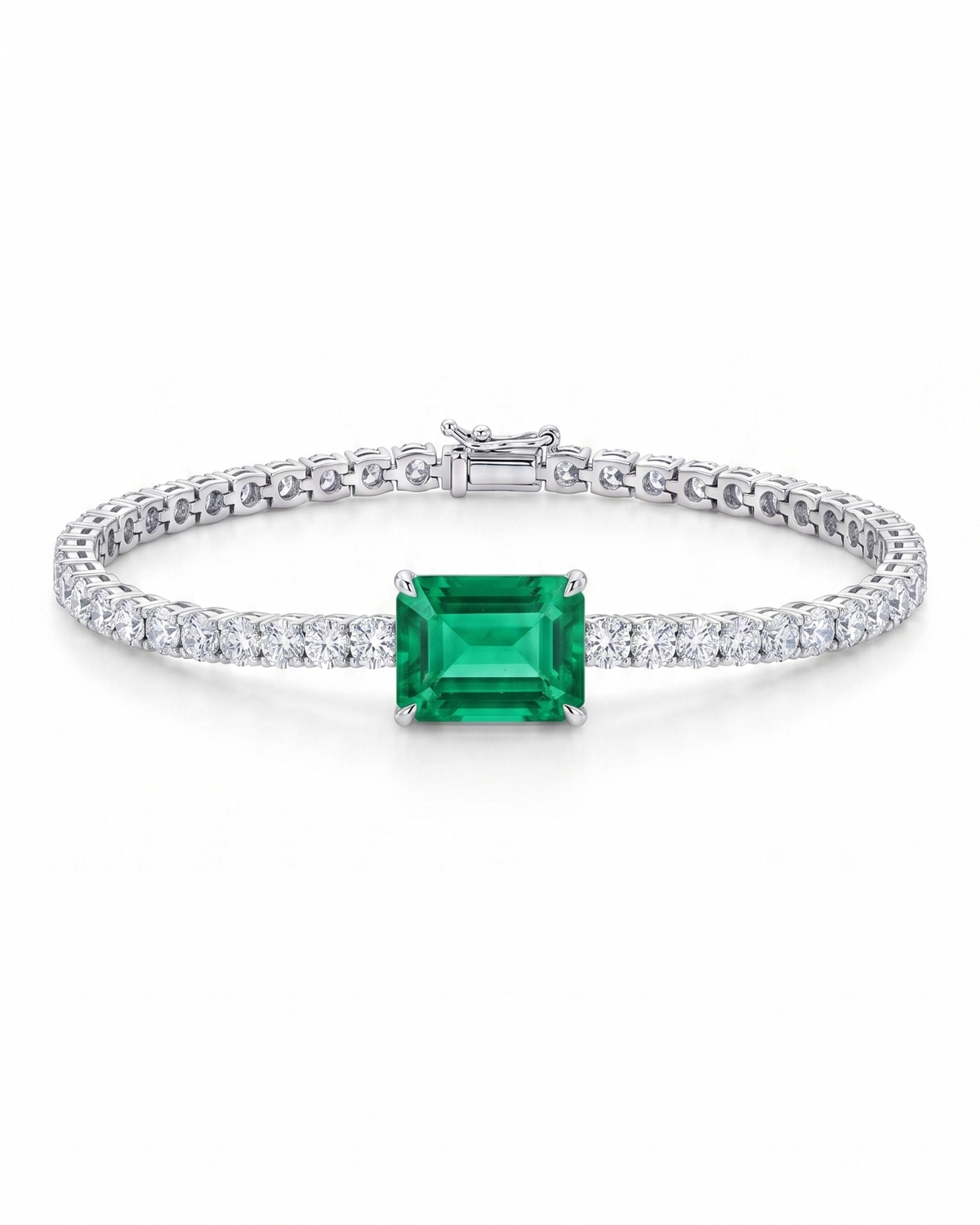 Tennis bracelet con esmeralda central