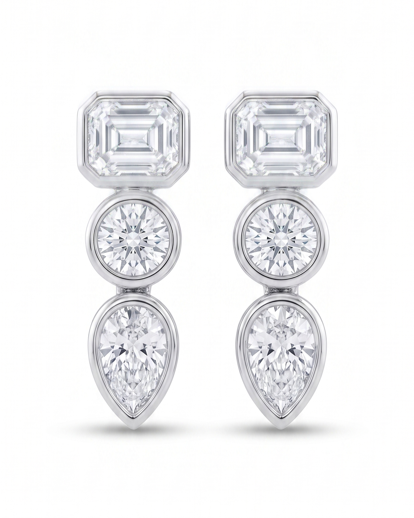 Three stone drop earrings