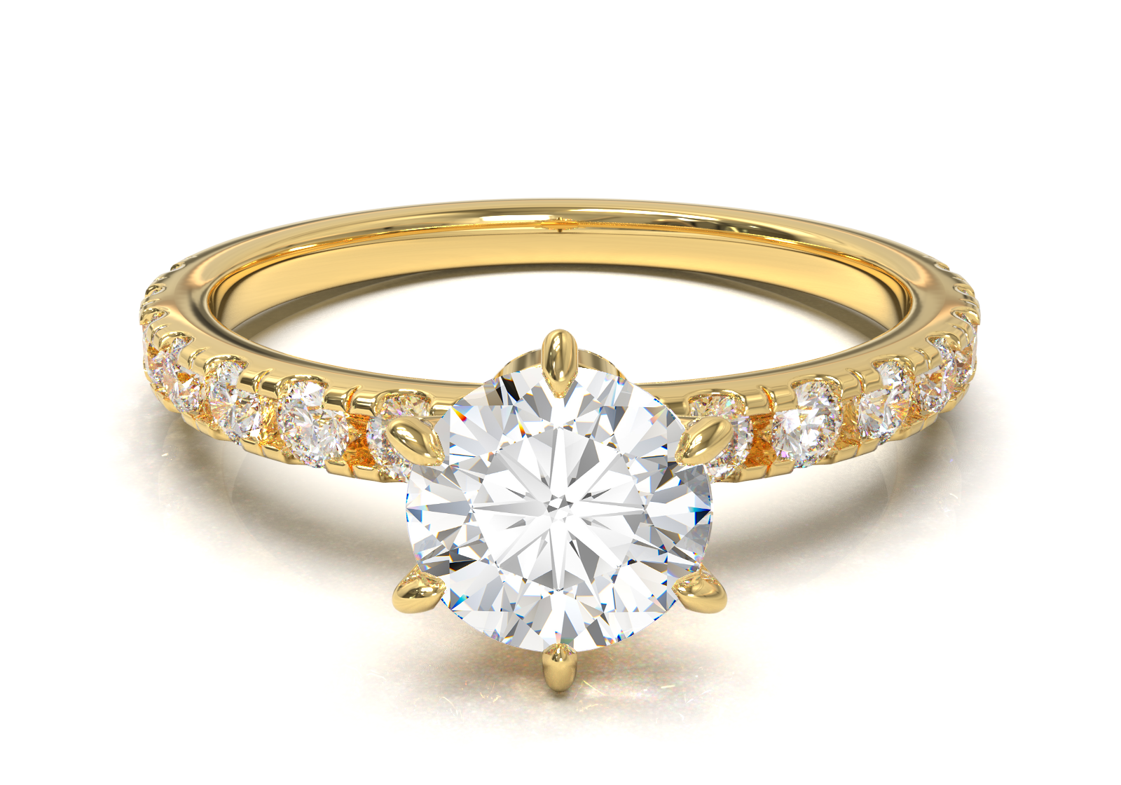 Tiffany Style Pavé Frame Yellow Gold