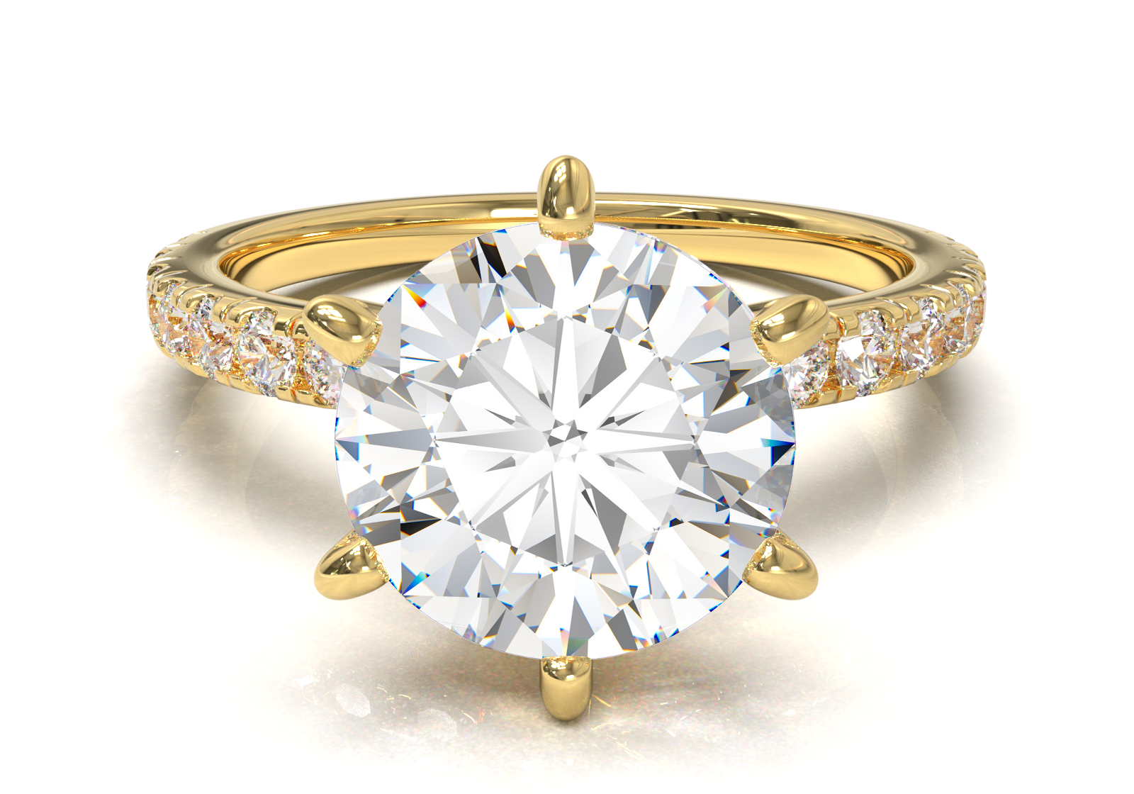 Tiffany Style Pavé Frame Yellow Gold