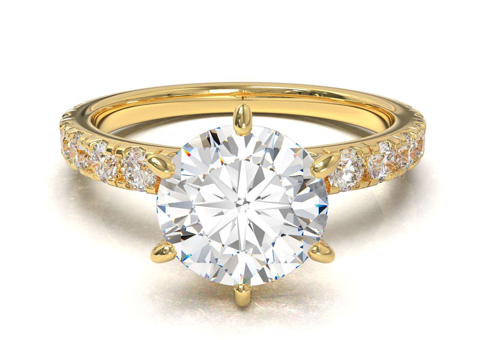 Tiffany Style Pavé Frame Yellow Gold